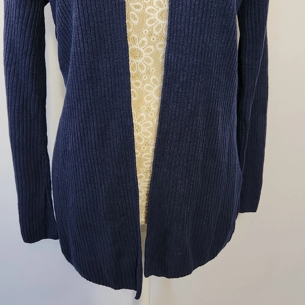 Eileen Fisher Women's Blue 100% Organic Linen Ribbed Long Sleeve Cardigan XS/TP